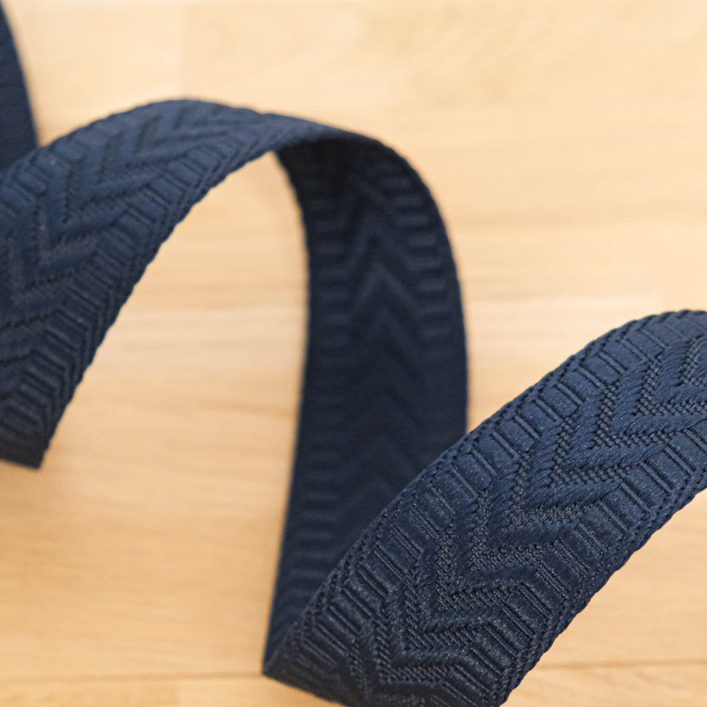Navy Blue Faux Solid Herringbone Strap - Maison Klem